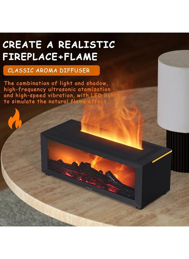 Fireplace Aroma Diffuser with LED, Fireplace Essential Oil Diffuser, 7-Colour Light Flame Effect Fireplace Aroma Diffuser with Remote Control, Waterless Automatic Switch-Off (Fireplace)