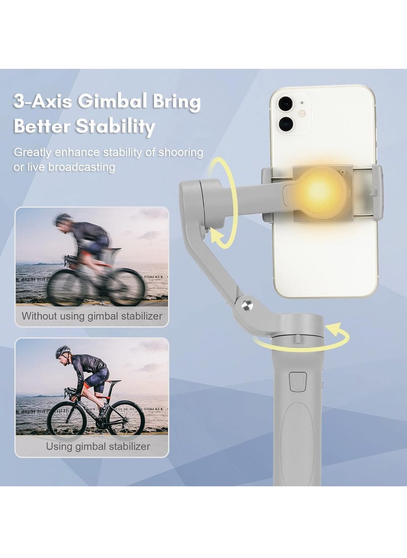 Foldable Gimbal Stabilizer for Smartphone – 3-Axis Phone Gimbal for Smooth Video, Shake-Free Vlog Stabilizer, Max. 260g Load, Horizontal & Vertical Modes, Face & Zoom Tracking, Timelapse, with Mini Tripod – Perfect for iPhone, Android, and More