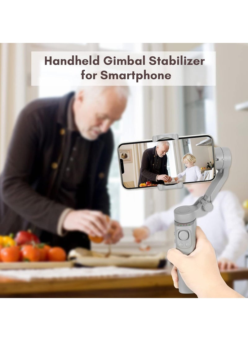 Foldable Gimbal Stabilizer for Smartphone – 3-Axis Phone Gimbal for Smooth Video, Shake-Free Vlog Stabilizer, Max. 260g Load, Horizontal & Vertical Modes, Face & Zoom Tracking, Timelapse, with Mini Tripod – Perfect for iPhone, Android, and More