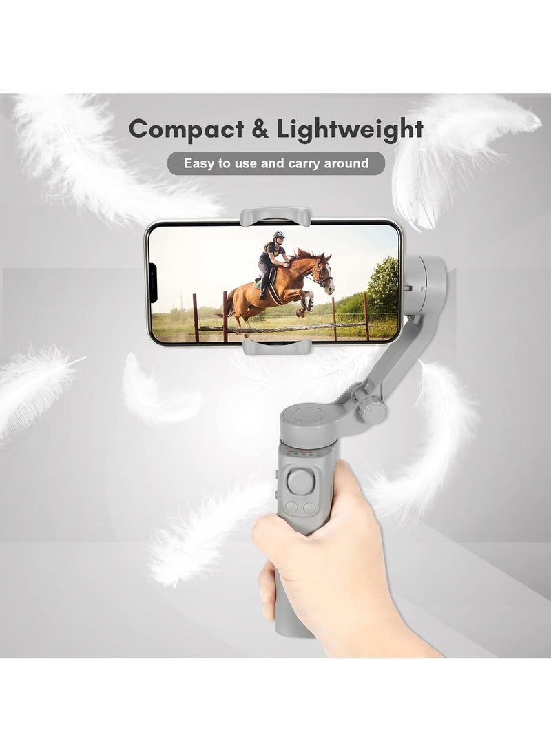 Foldable Gimbal Stabilizer for Smartphone – 3-Axis Phone Gimbal for Smooth Video, Shake-Free Vlog Stabilizer, Max. 260g Load, Horizontal & Vertical Modes, Face & Zoom Tracking, Timelapse, with Mini Tripod – Perfect for iPhone, Android, and More