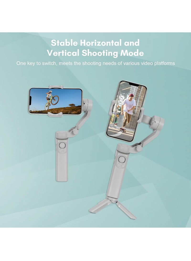 Foldable Gimbal Stabilizer for Smartphone – 3-Axis Phone Gimbal for Smooth Video, Shake-Free Vlog Stabilizer, Max. 260g Load, Horizontal & Vertical Modes, Face & Zoom Tracking, Timelapse, with Mini Tripod – Perfect for iPhone, Android, and More