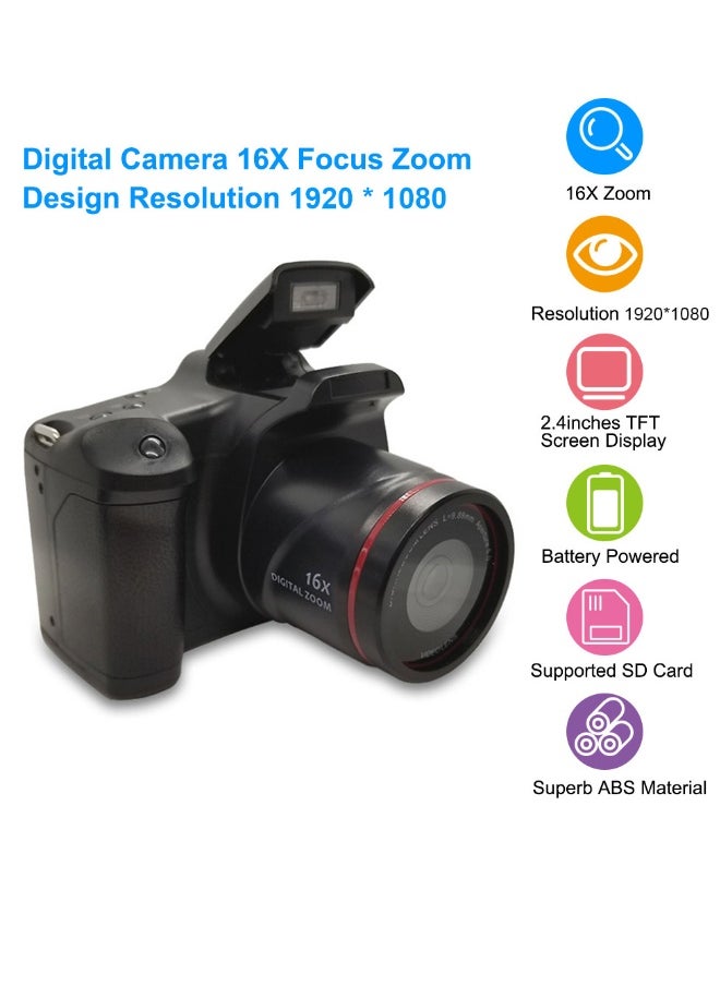 Digital Camera 16X F-ocus Zoom Design Resolution 1920*1080 Supported SD Card