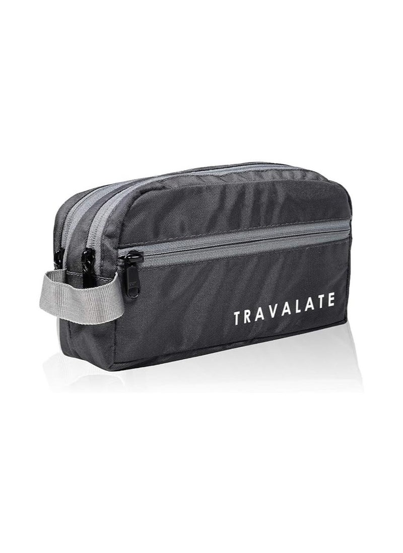 TRAVALATE Two Zipper 9 Cms Travel Cosmetic Pouch, Toiletry Bags Kit (L_TR1415_Black)
