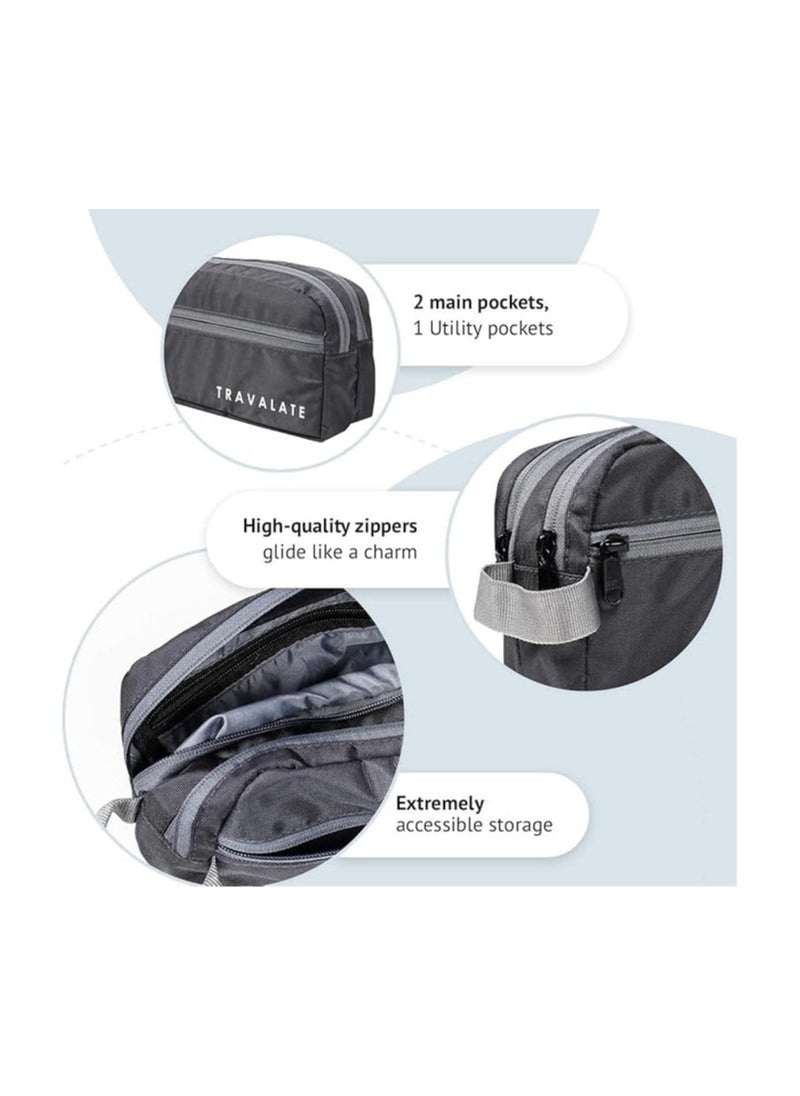 TRAVALATE Two Zipper 9 Cms Travel Cosmetic Pouch, Toiletry Bags Kit (L_TR1415_Black)