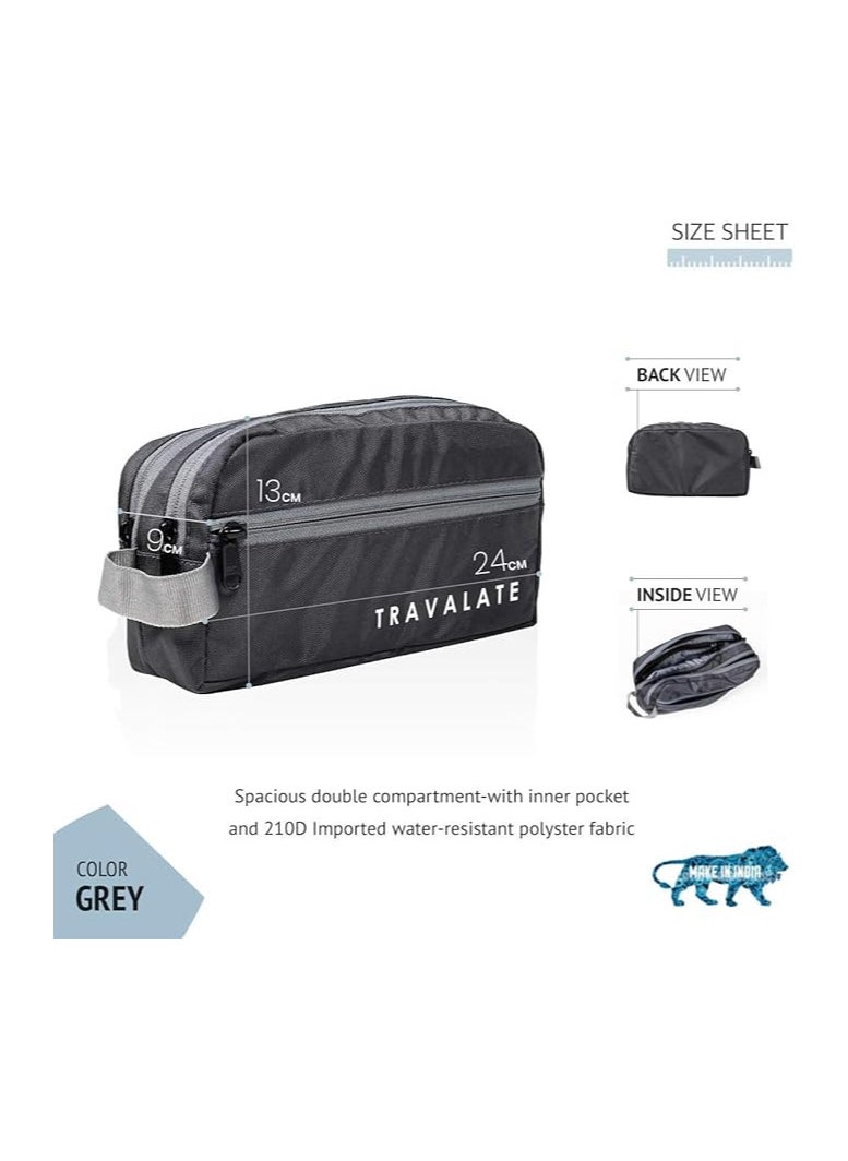TRAVALATE Two Zipper 9 Cms Travel Cosmetic Pouch, Toiletry Bags Kit (L_TR1415_Black)