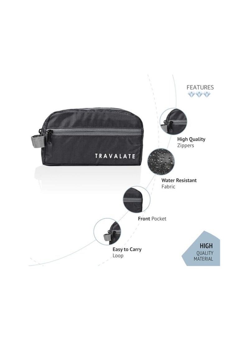 TRAVALATE Two Zipper 9 Cms Travel Cosmetic Pouch, Toiletry Bags Kit (L_TR1415_Black)