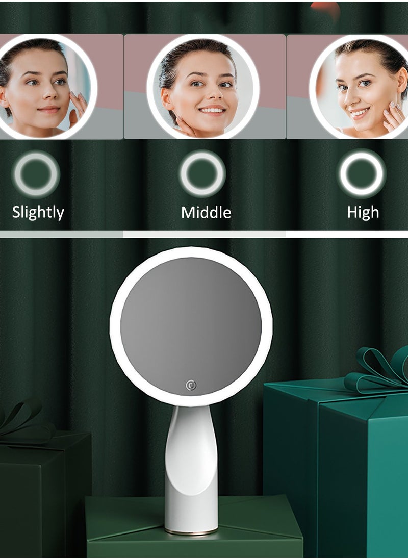 Lighted Makeup Mirror with Portable 5X Magnifying Small Vanity Mirror, Touch Sensor Control, Natural Daylight, White