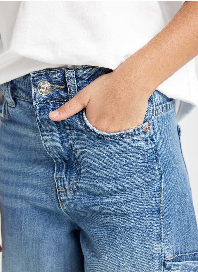 Wide Leg Cargo Pocket Baggy Jeans