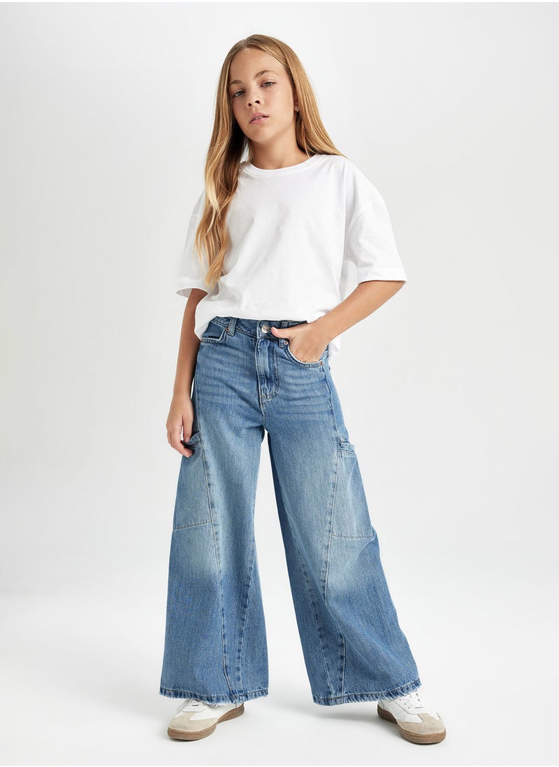 Wide Leg Cargo Pocket Baggy Jeans