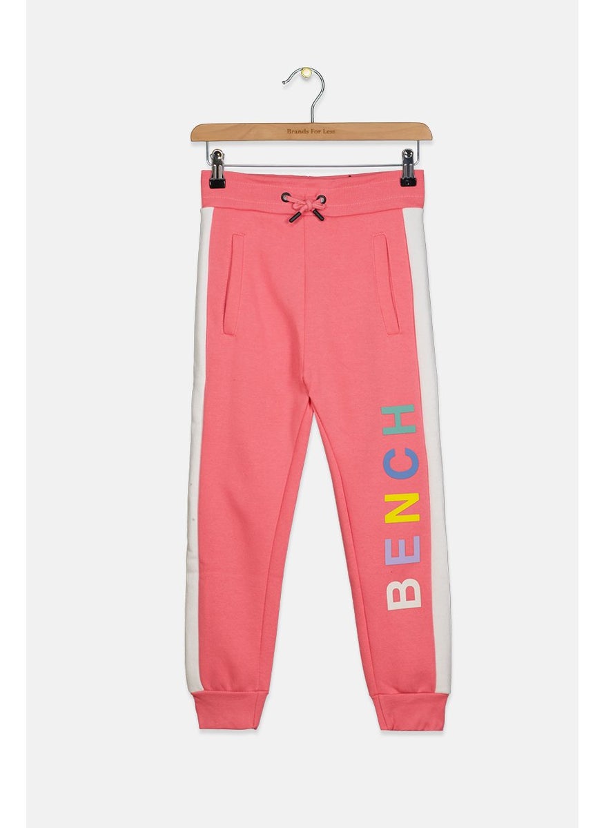 Kid Girl Side Pocket Drawstring Tulma Sweatpants, Pink