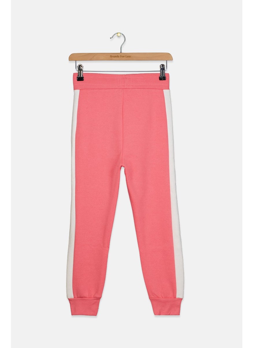 Kid Girl Side Pocket Drawstring Tulma Sweatpants, Pink