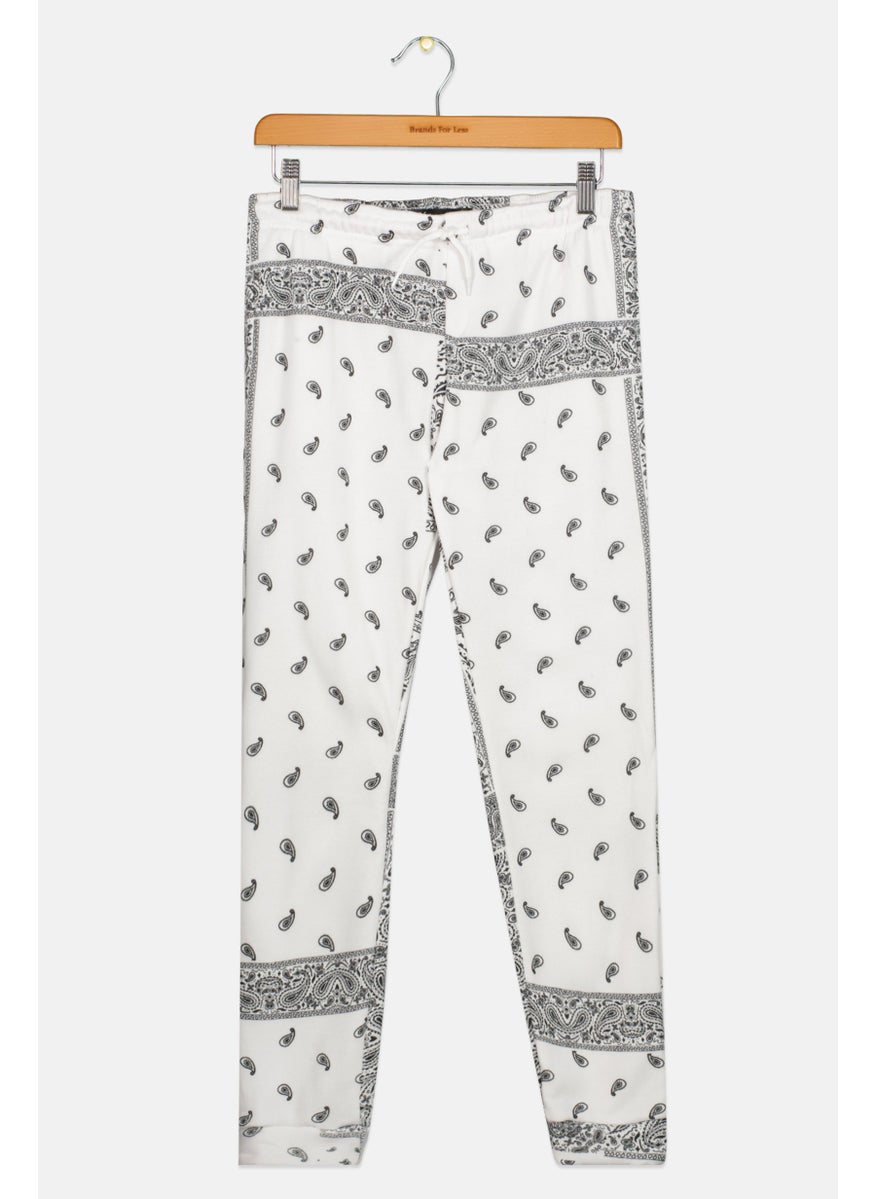 Kids Girl Paisley Print Sweatpants, White