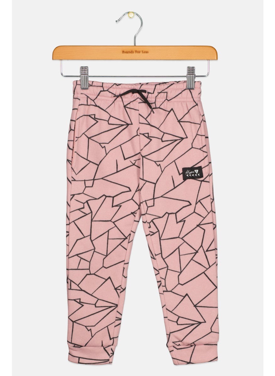 Toddlers Girl Geometric Print Sweatpants, Pink