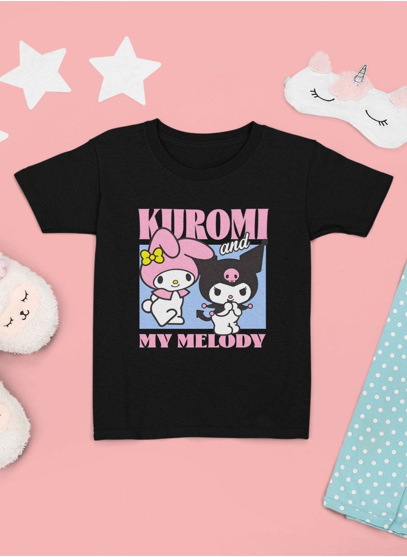 Kuromi and My Melody New Black Kids T-Shirt