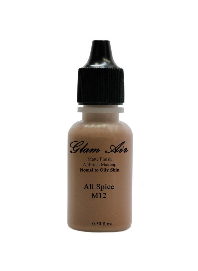 Large Bottle Airbrush Makeup Foundation Matte Finish M12 All Spice Water Based Makeup Long Lasting All Day Without Smearing Running Fading Or Caking 0.50 Oz Bottle By Glam Air