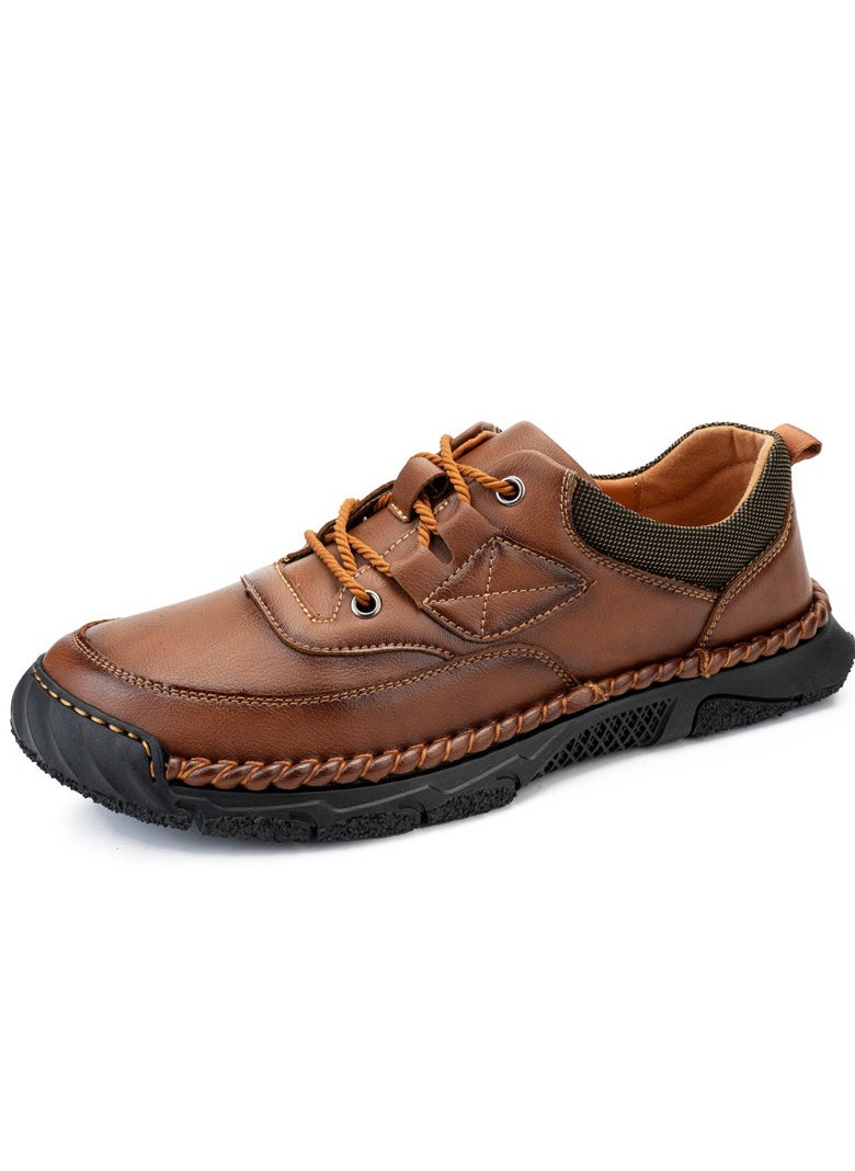 New Men's Casual Leather Shoes With Rubber Soles