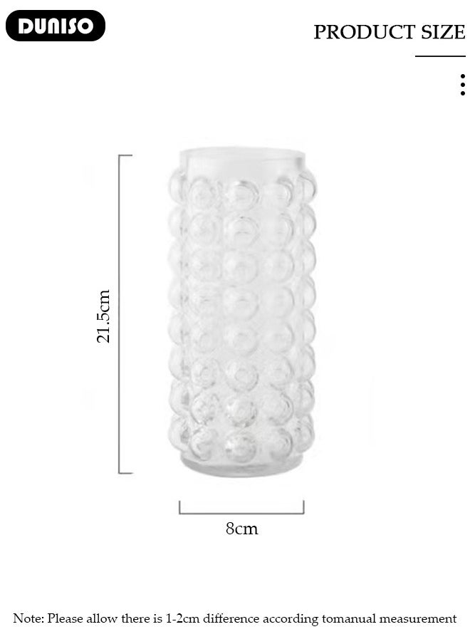 Clear Glass Vase, Modern Decorative Vase, Large Irregular Shape Vintage Flower Vase, Minimalist Ins Style Embossed Glass Vase for Wedding Table Decorations Centerpieces, Crystal Vase for Living Room, Bedroom, Kitchen, Dining Table, Mantle