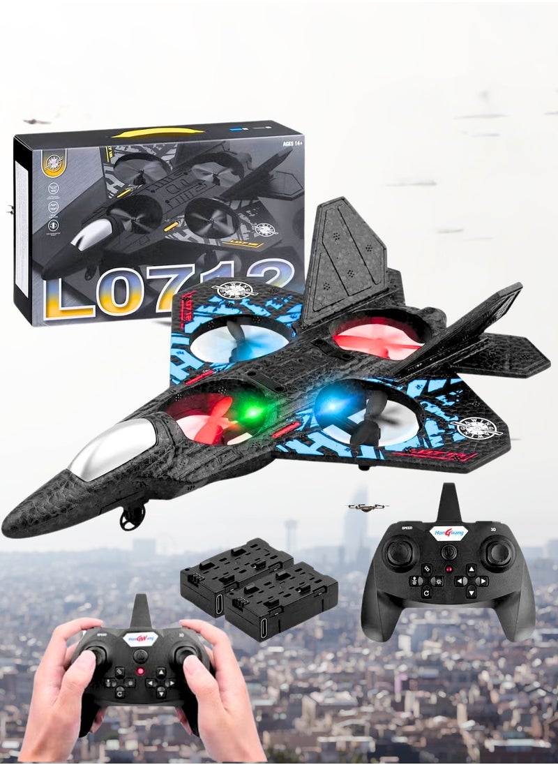 RC Aeroplane 2.4GHz Remote Controlled Aeroplane L0712 Quadcopter Floating Fighter Plane RC Aeroplane RTF for Beginners, Children and Adults, APlane Toy with Coloured Lights USB Charging