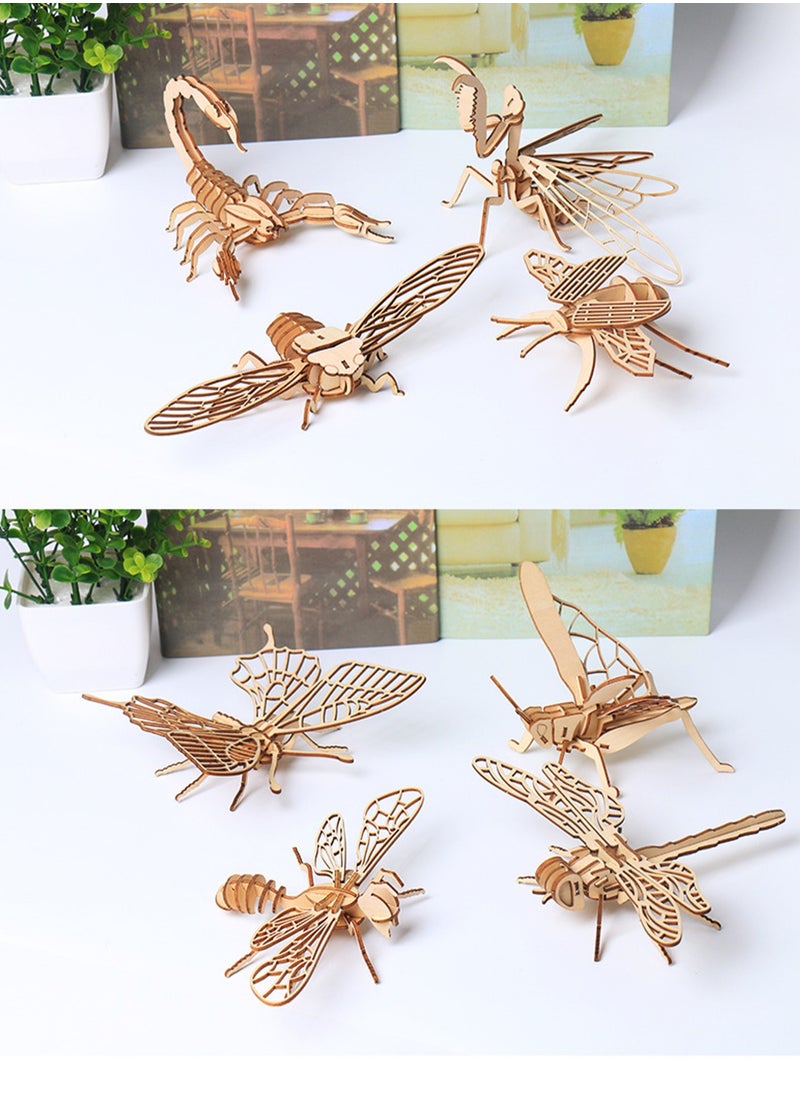 15CM 3D Wooden Insect Jigsaw Puzzle Butterfly Animal Skeleton Assembly Model Jigsaw Puzzle DIY Crafts Gift For Kids And Adults Teens Boys Girls