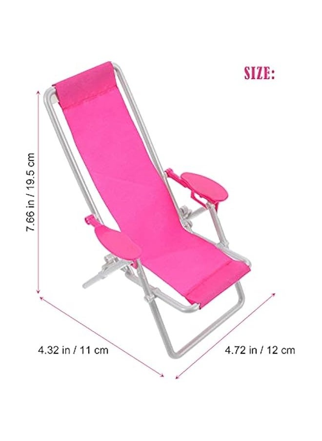 3Pcs Miniature Foldable Beach Chair Dollhouse Furniture Mini Deck Chair Longue Deck Chair Mini Furniture Accessories Accessories Rosy 3