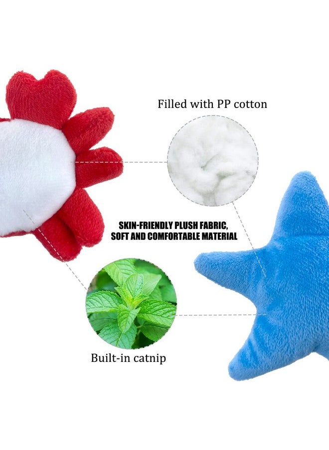 Andiker Cat Catnip Toys, 2Pcs Soft Crab&Starfish Plush Cat Toys for Indoor Cats Cute Catnip Chew Toys PP Cotton Filled Pet Toys for Kitten Gifts and Cat Lovers Interactive Catnip Toys (Crab+Starfish)