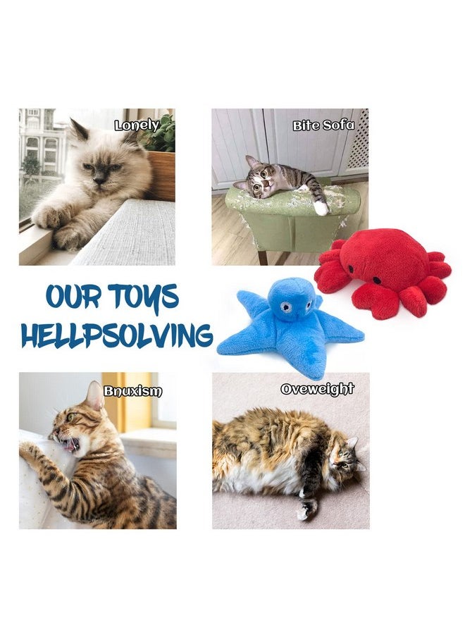 Andiker Cat Catnip Toys, 2Pcs Soft Crab&Starfish Plush Cat Toys for Indoor Cats Cute Catnip Chew Toys PP Cotton Filled Pet Toys for Kitten Gifts and Cat Lovers Interactive Catnip Toys (Crab+Starfish)