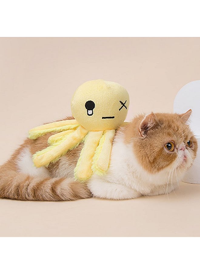 Andiker Cat Interactive Toy, Octopus-Shaped Cat Plush Toys with Crinkle Paper, Cat Toys for Indoor Cats to Scratch and Chew for Kitten Gifts and Cat Lovers (Yellow)