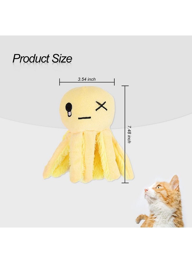 Andiker Cat Interactive Toy, Octopus-Shaped Cat Plush Toys with Crinkle Paper, Cat Toys for Indoor Cats to Scratch and Chew for Kitten Gifts and Cat Lovers (Yellow)