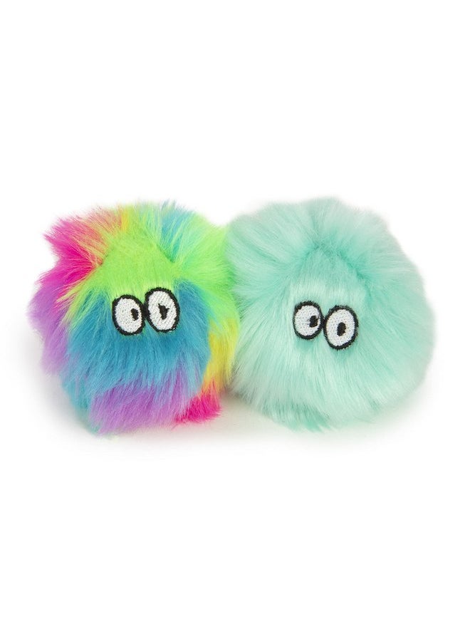 SmartyKat (2 Count Fuzzy Friends Plush Catnip Ball Cat Toys - Rainbow/Turquoise, 2 Count