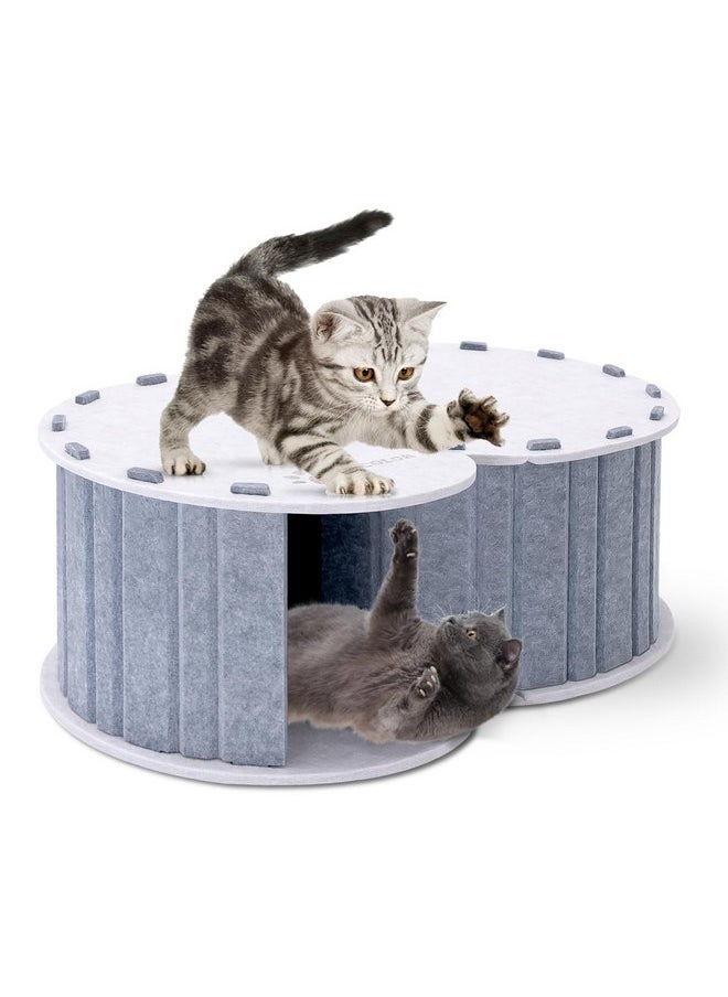 Cloud Cat Play Tunnel with Cat Bed, MIU COLOR Cat Chase Playground, Foldable Scratch Resistant Double-Layer Cat Cave, Cat Hideaway Tunnel Tube Toys, for Cats up to 10 lbs