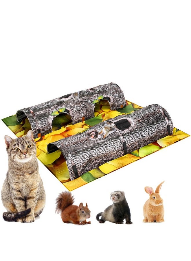 AMYESE Pet Activity Tunnels - Interactive Tree Trunk Cat Play Tunnel Tube Center with Peek Holes, Pets Puzzle Hunt Chase Training Center for Kitten, Ferret,Hedge,Rabbits,Small Animals