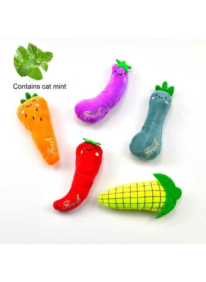 ISCRIO Cat Mint Toys, Cat Toy, Catnip Toys for Cats, Cat Chew Toy, Vegetable cat Mint Toy, Interactive Cat Toy, Cat Toys with Catnip, Cat Pillow Toys for Teeth Cleaning Playing, 5 Pack