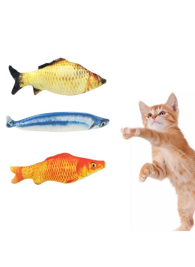 WishLotus Catnip Toys 3 Packs, Cotton Filled Interactive Cat Fish Toys with Catnip, Cat Chew Toys Cute Pillow Cat Entertaining Toys for Cats and Kittens (Fish)