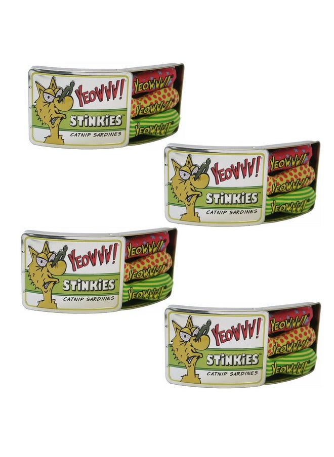 Yeowww! Stinkies Catnip Sardines 4 PACK | Pure Leaf and Flowertop | 3 per Tin