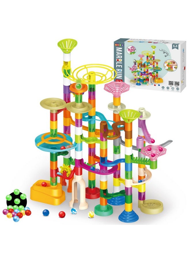 Marble Run Set For Kids, 150 Pcs Construction Building Blocks Toys With 30 Glow In The Dark Plastic Marbles, Educational Toy Playset Birthday For Toddlers Boys Girls