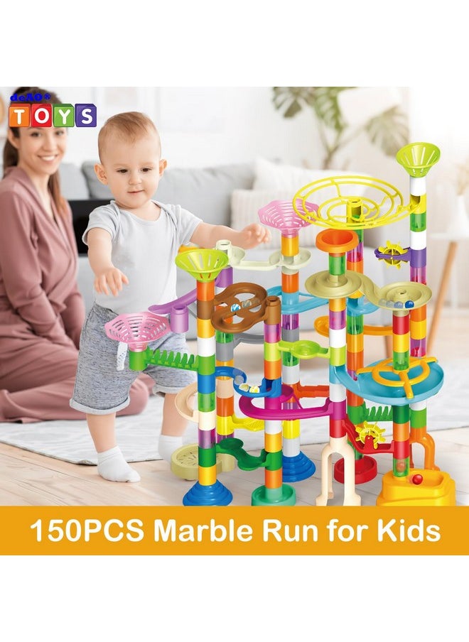 Marble Run Set For Kids, 150 Pcs Construction Building Blocks Toys With 30 Glow In The Dark Plastic Marbles, Educational Toy Playset Birthday For Toddlers Boys Girls