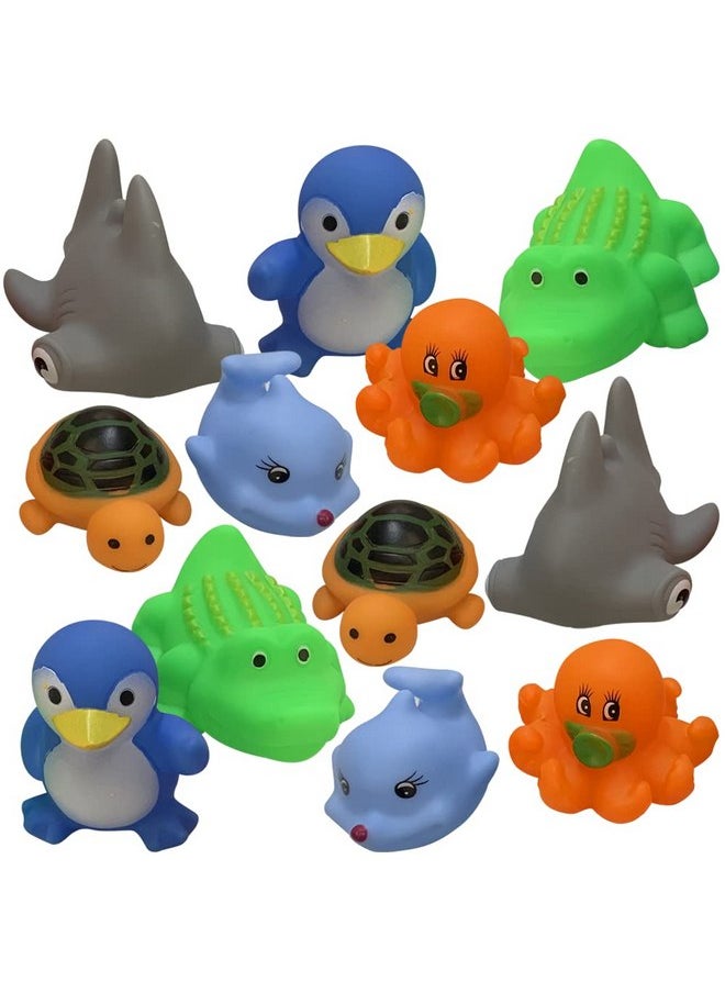 ArtCreativity Vinyl Sea Animals, Pack of 12 Assorted Squeezable Toys, Aquatic Birthday Party Favors for Kids, Fun Bath Tub and Pool Toys for Children, Educational Learning Aids for Boys and Girls