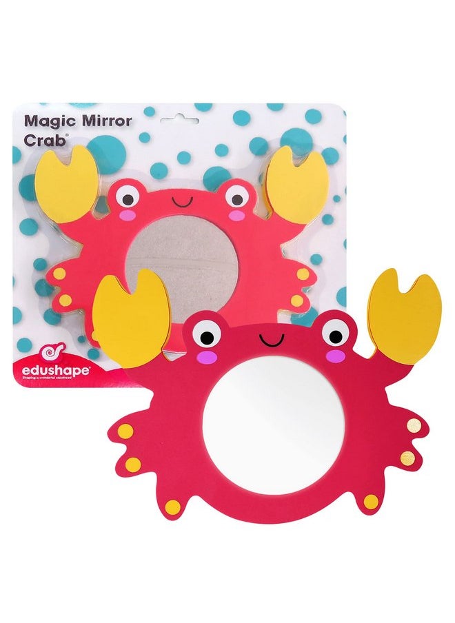 Edushape Magic Mirror Shapes, Crab Baby Mirror - Baby Bath Foam Toys Mirror - Stick-On Removable Baby Foam Bath Toys for Toddlers 1-3 - Learning Bath Toys Foam Mirror - Cause, Effect, Cognitive Skills