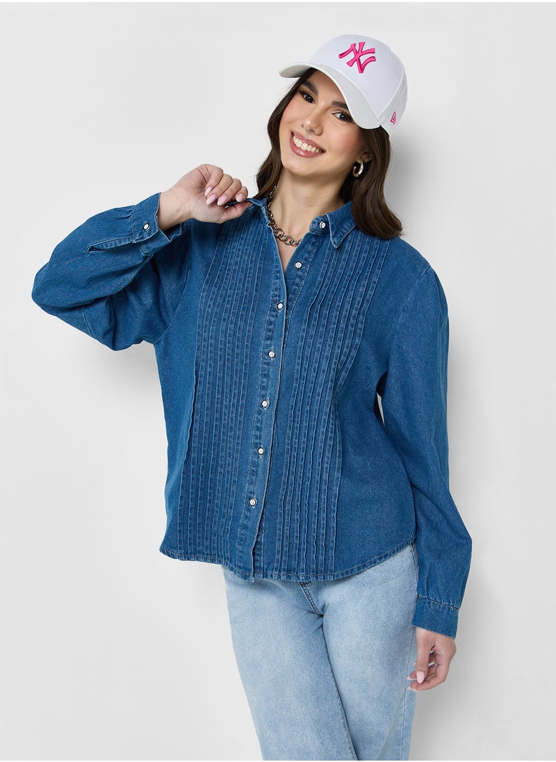 Relaxed Fit Button Down Chambray Shirt