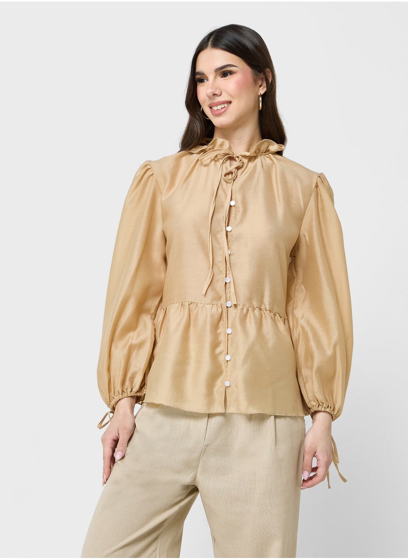 Ruffle Button Up Blouse