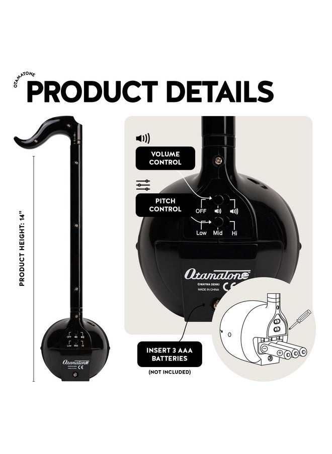 Otamatone Japanese Electronic Musical Instrument Portable Music Synthesizer from Japan by Maywa Denki Studio Award Winning, Educational Fun Gift for Children, Teens & Adults - Black (Set of 2) [Eng]