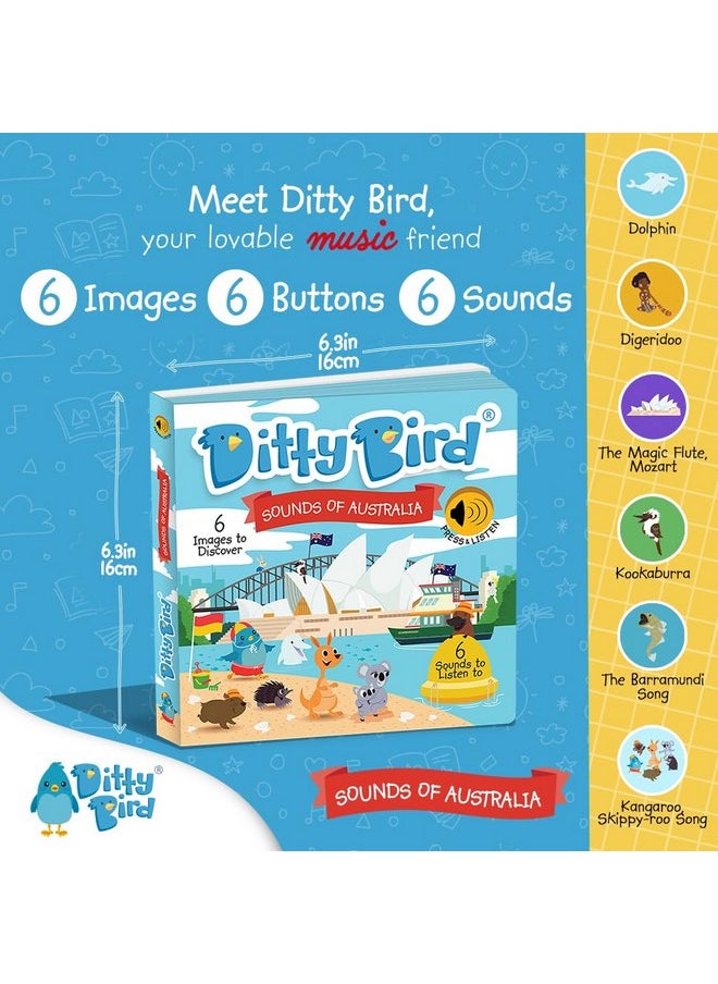 Ditty Bird Musical Toddler Books | Fun Sensory Songs of Australia | Sing Along Books for Toddlers 1-3 | Interactive Talking Book | Sturdy Baby Sound Books | Australian Nursery Rhyme Toys with Koala