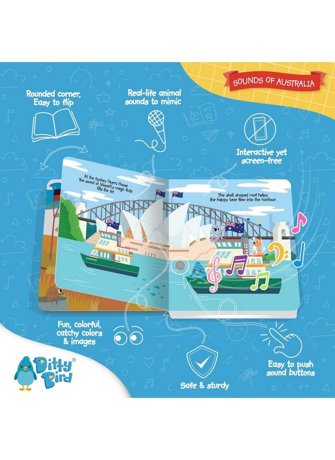 Ditty Bird Musical Toddler Books | Fun Sensory Songs of Australia | Sing Along Books for Toddlers 1-3 | Interactive Talking Book | Sturdy Baby Sound Books | Australian Nursery Rhyme Toys with Koala