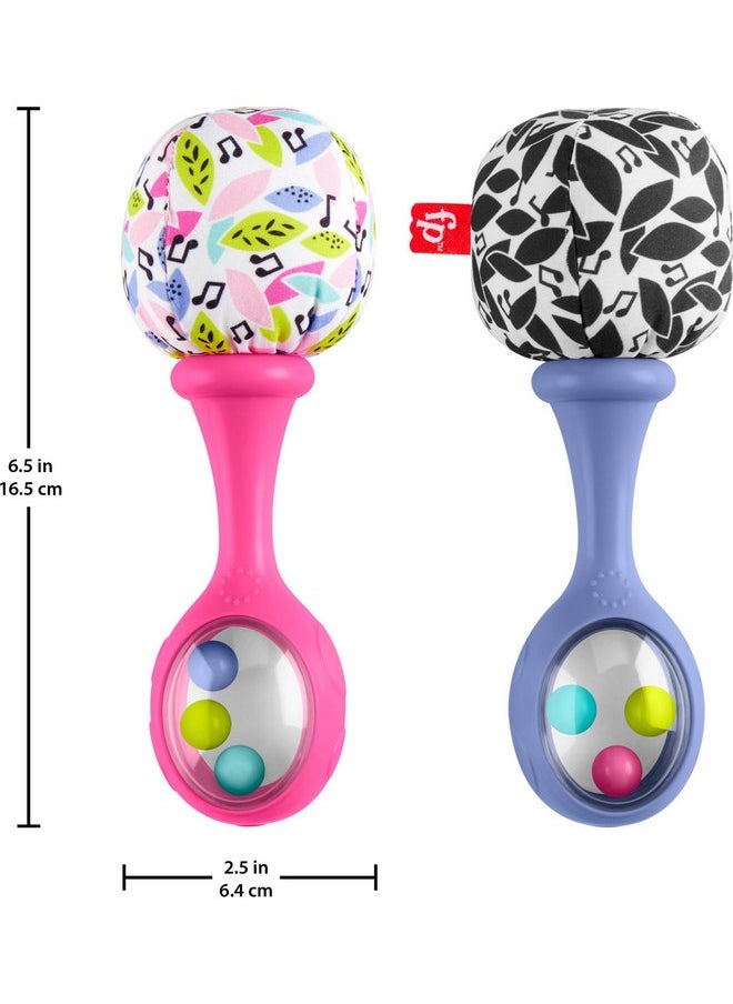 Fisher-Price Newborn Toys Rattle ‘n Rock Maracas, 2 Soft Musical Instruments for Developmental Play Babies Ages 3+ Months, Pink & Purple