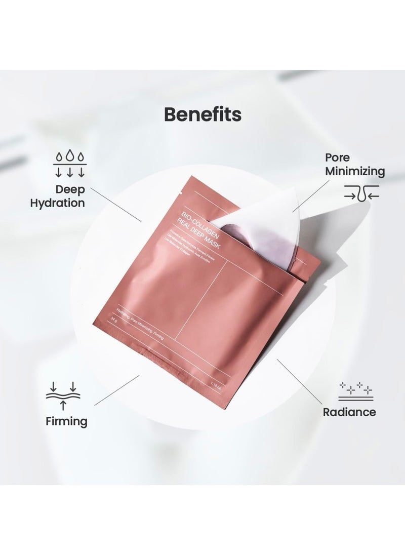 Bio-Collagen Real Deep Mask,Hydrating Overnight Mask,Pore Minimizing,Elasticity Improvement,34g x4ea