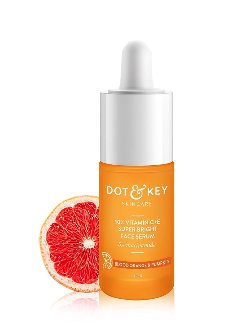 10 percent Vitamin C E  5 percent Niacinamide Serum Vitamin C Serum For Glowing Skin Fades Dark Spots Vit C Serum with Blood Orange and Pumpkin For Uneven and Dull Skin For All Skin Types 30ml