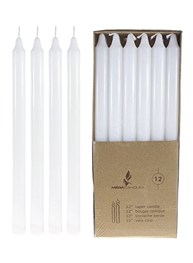 12-Piece Unscented Straight Taper Candles White 12x0.88x0.88inch