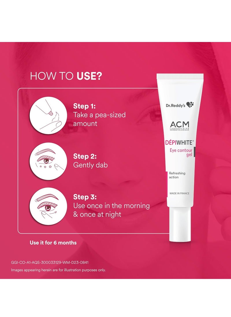 Dr. Reddy's Depiwhite Eye Gel | Reduces Dark Circles And Puffy Under Eyes | Contains Natural Ingredients | Dermatologist Recommended | For Women and Men | Suitable for all skin types | 15ml