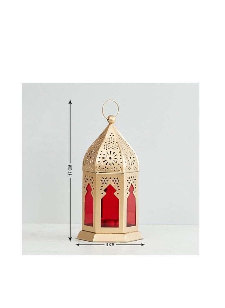 Small Moraccan Iron Lantern Lamp With T Light Candle Holder Antique Collection Decorative Hanging Lantern For Ramzan Eid Diwali Set Of 2 Red Red Green