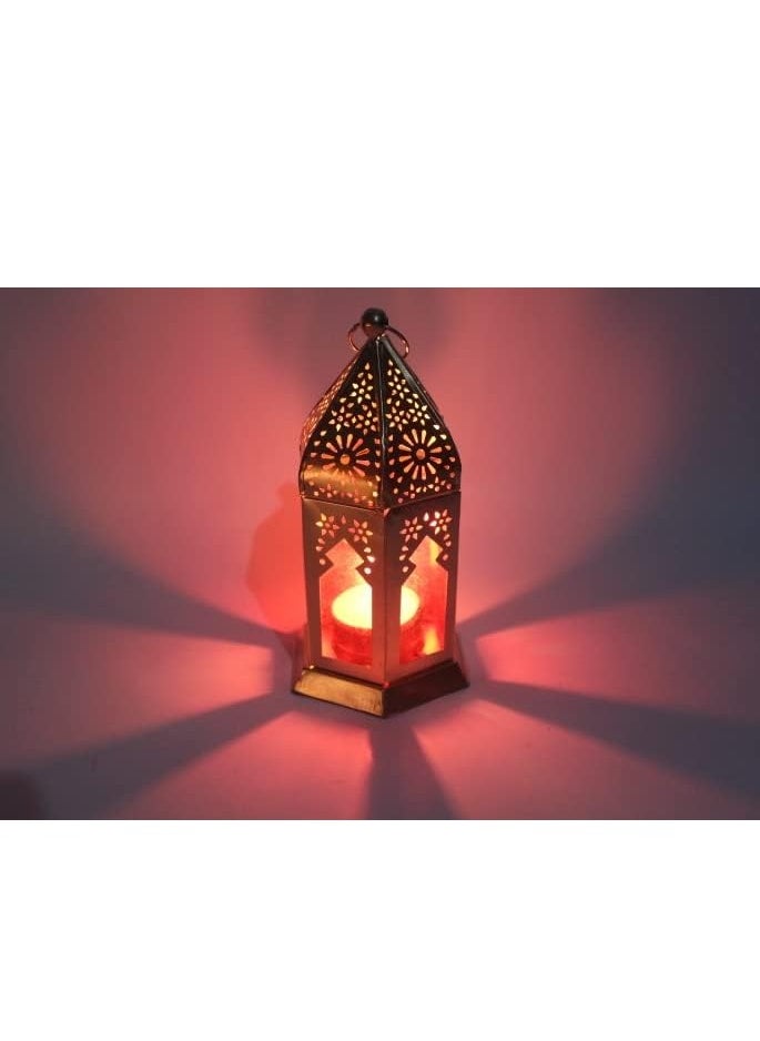 Small Moraccan Iron Lantern Lamp With T Light Candle Holder Antique Collection Decorative Hanging Lantern For Ramzan Eid Diwali Set Of 2 Red Red Green